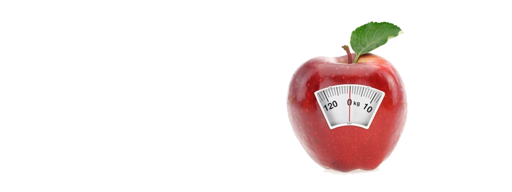 Fotocomposición manzana y báscula